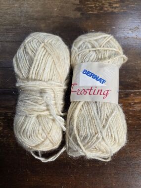 Vintage Bernat Frosting Yarn Skeins in Pearl Frost